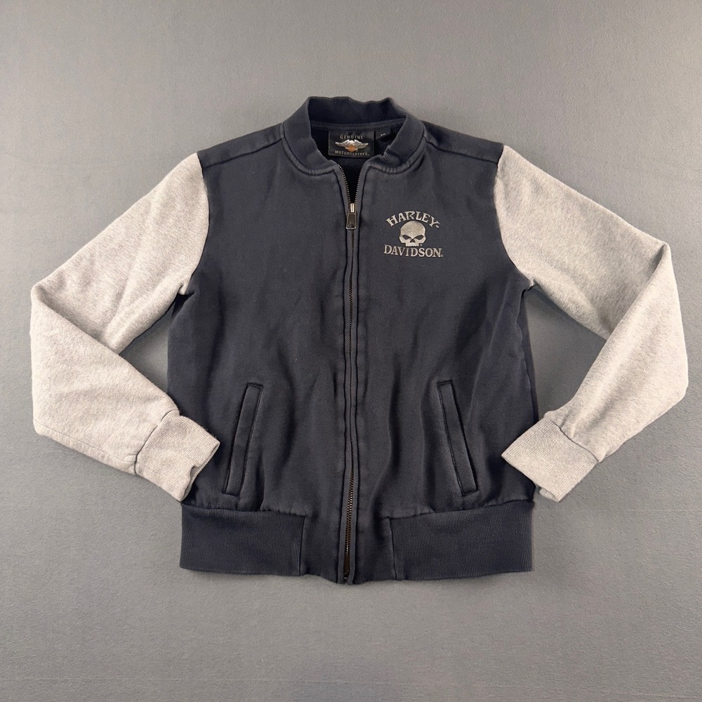 Harley Davidson Womens Willie G Skull Bomber Jacket Black Grey 99073-18VW XS